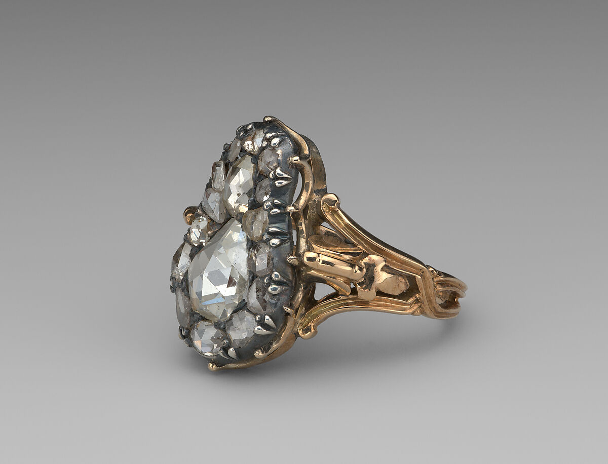 Ring, Gold, silver, diamonds, probably French