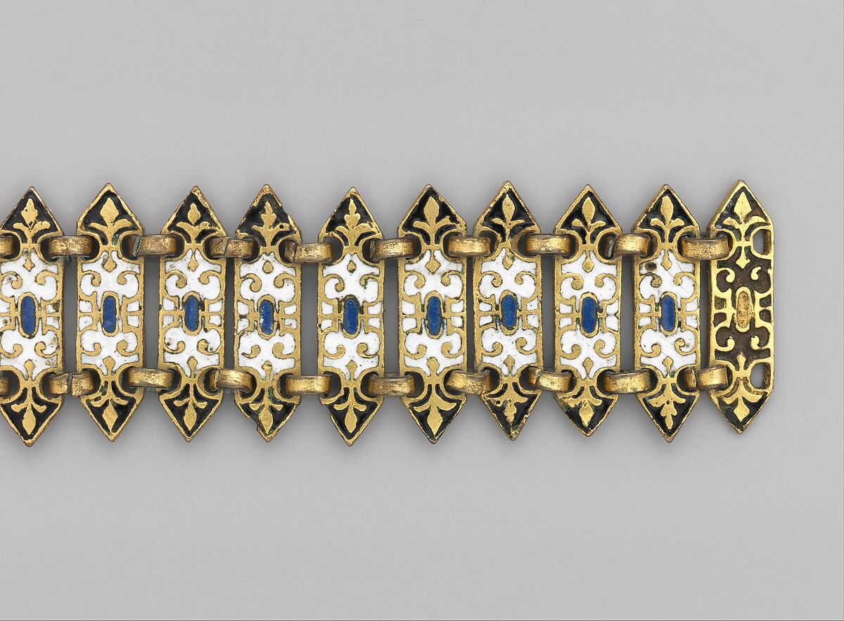 Baldric, Champlevé enamel on brass, partially gilded, Spanish