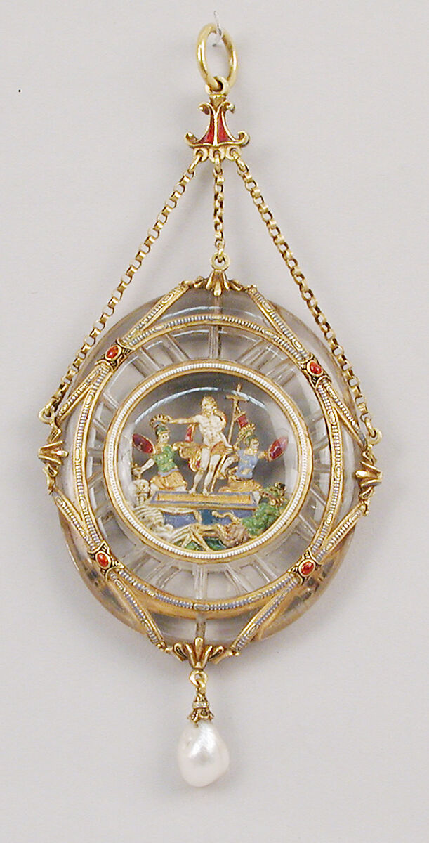 The Resurrection, Alfred André (French, 1839–1919), Gold, rock crystal, enamel, pearl, French 