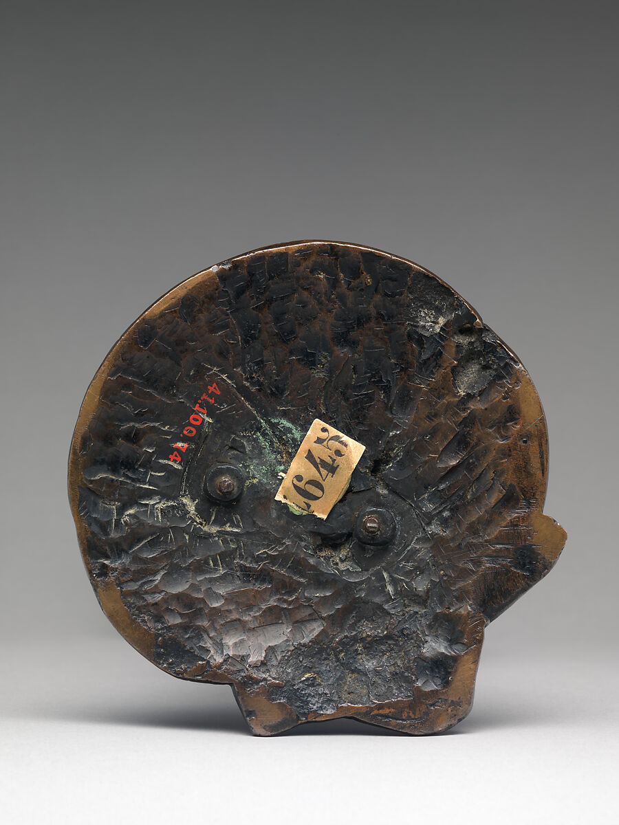 Boy on a shell, holding a candlestick, Bronze, partially oil-gilt, Italian, possibly Rome