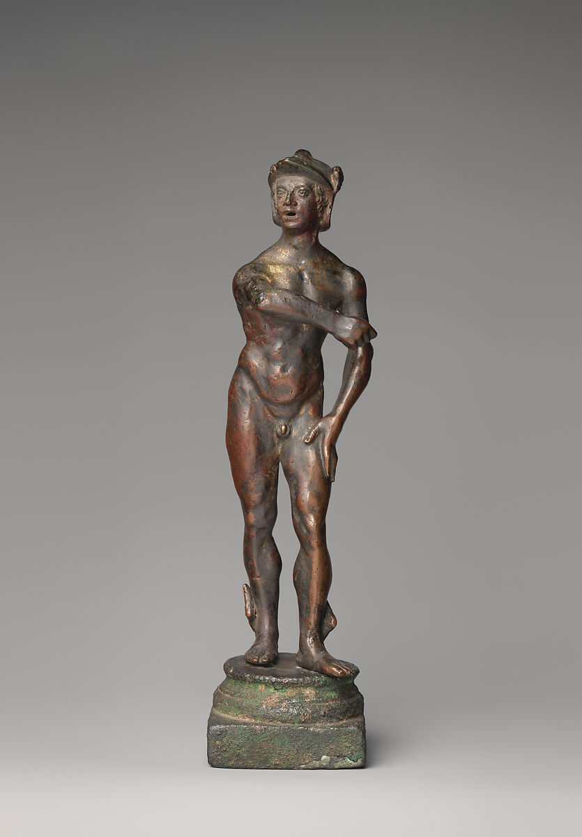 Mercury, Workshop of Severo Calzetta da Ravenna (Italian, active by 1496, died before 1543), Bronze, on an ancient bronze base, Italian, Ravenna 