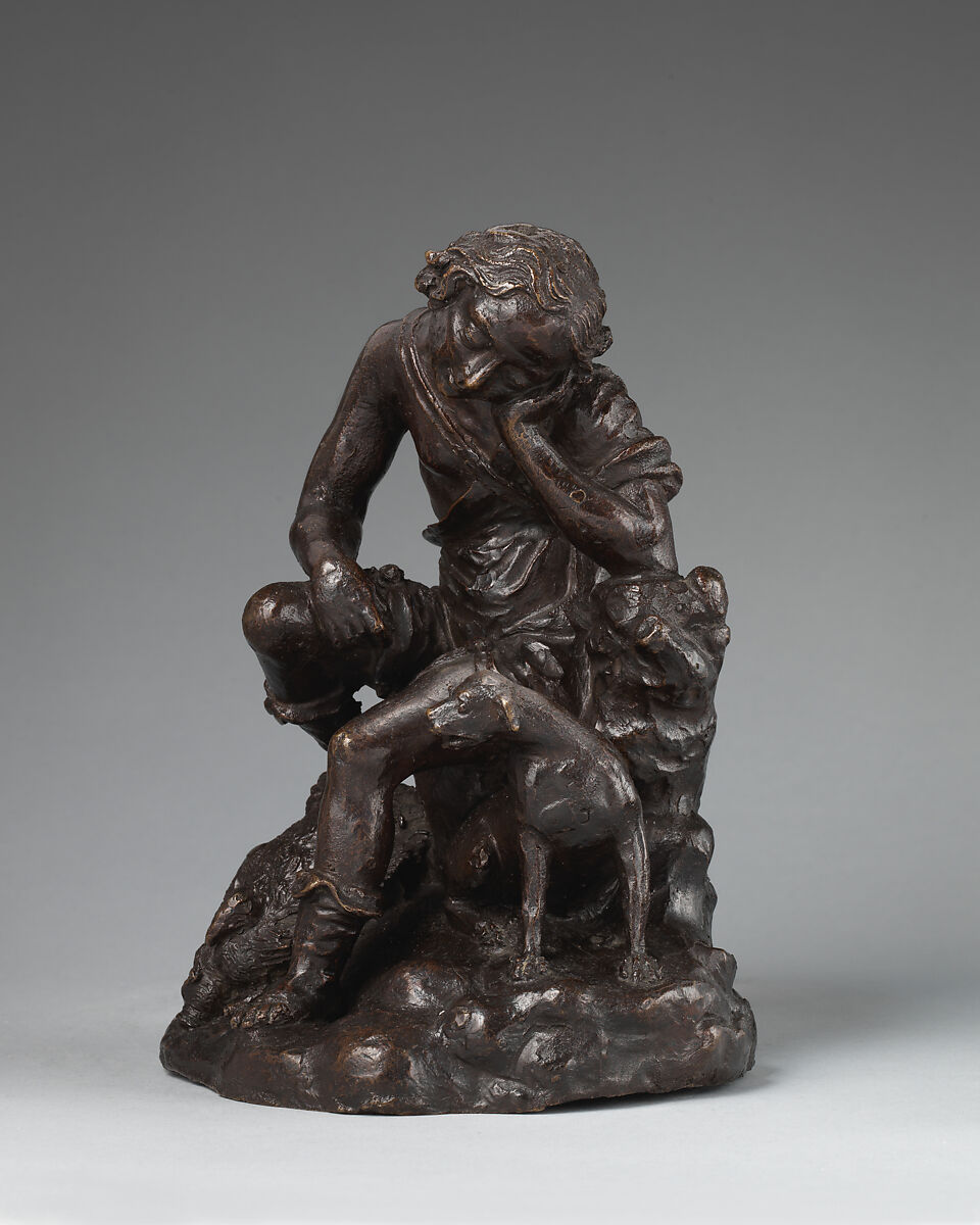 Adonis (or Meleager?) seated on a boar, Bronze, British