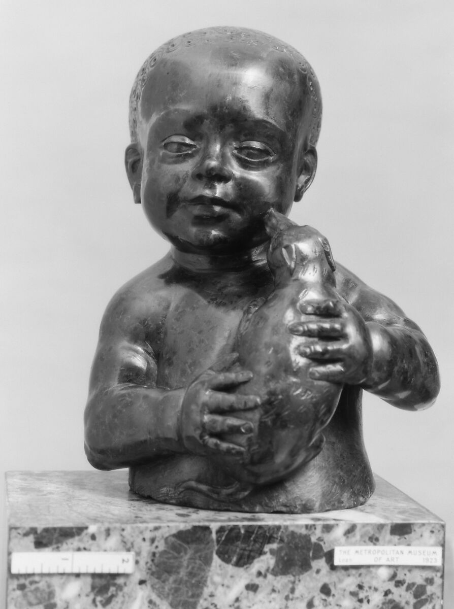 Boy holding a dog, Attributed to Tommaso Fiamberti (active 1480–1525), Marble (Verde di Prato), Italian, Florence 