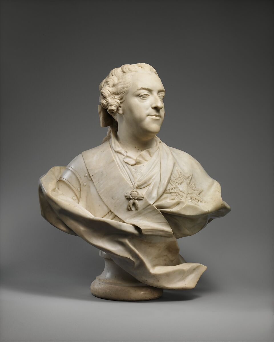 Louis XV (1710–1774), King of France, Jean-Baptiste Lemoyne the Younger (French, Paris 1704–1778 Paris), White marble, French, Paris