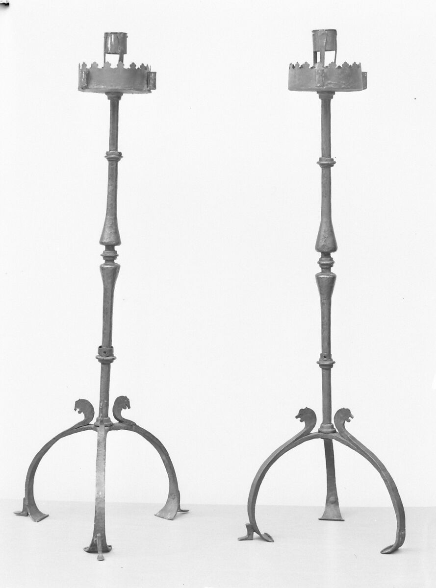 Pair of candelabra, Iron, French or Spanish 