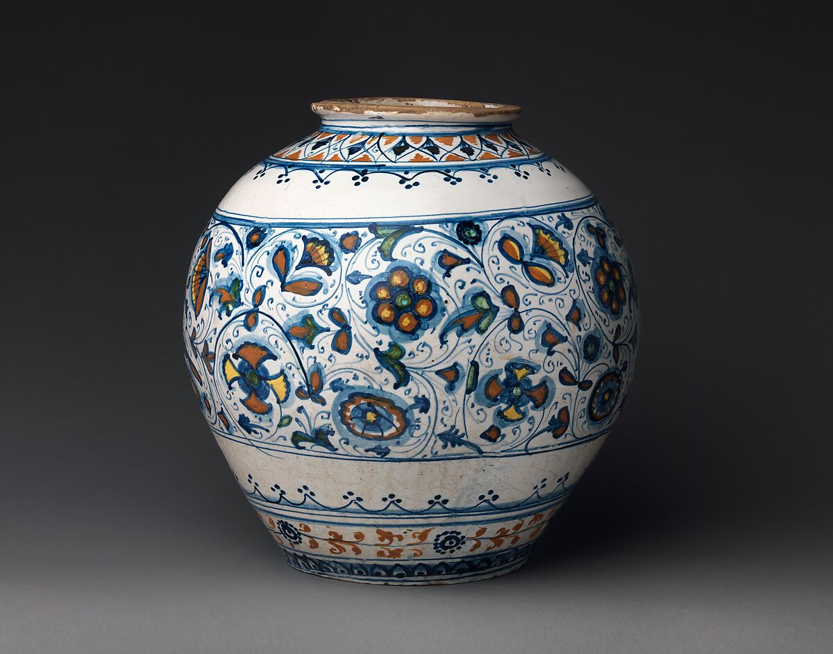 Storage jar, Maiolica (tin-glazed earthenware), Italian, possibly Venice 