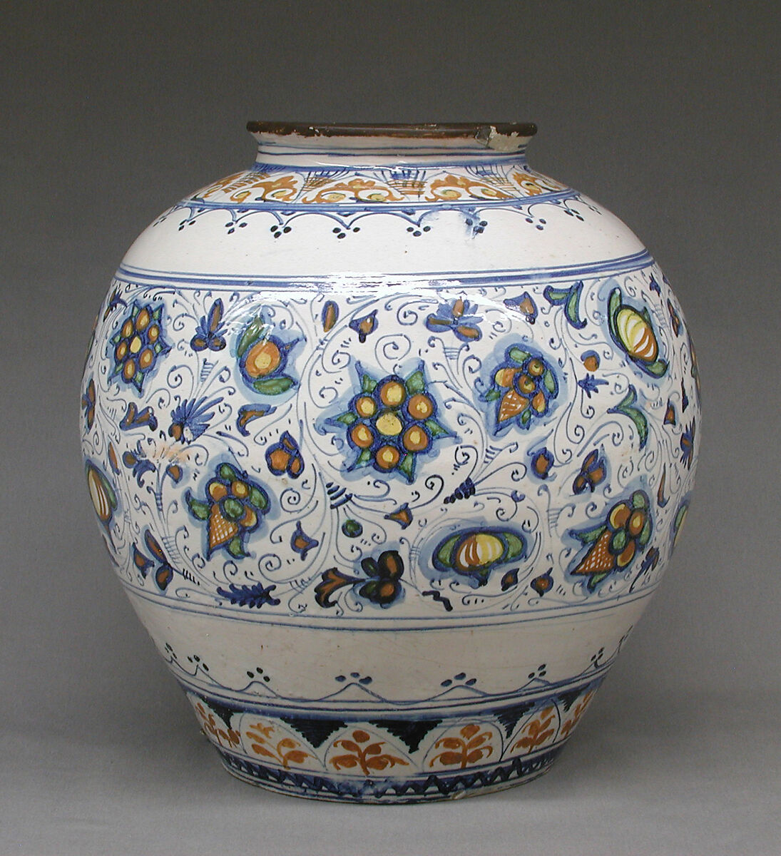 Storage jar, Maiolica (tin-glazed earthenware), Italian, possibly Venice 