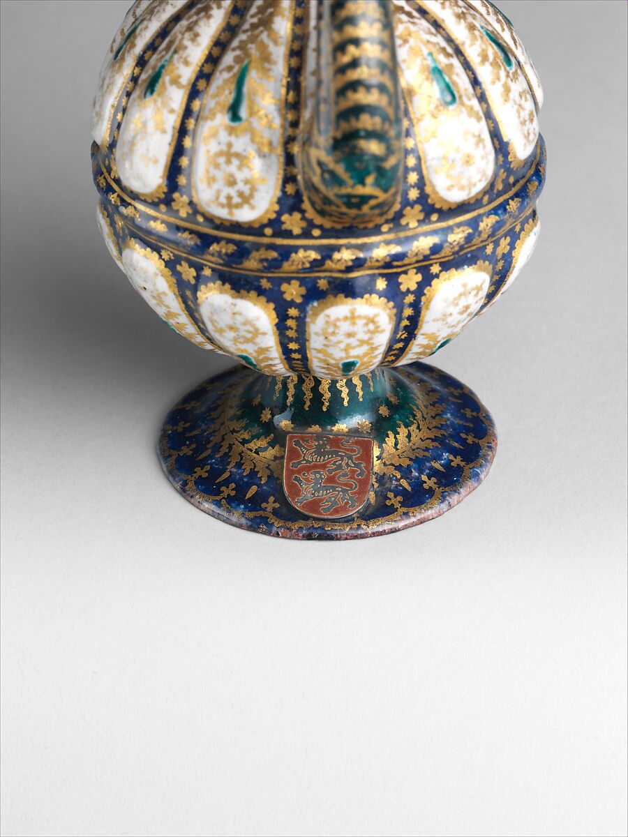 Ewer or cruet, Painted enamel on copper, partly gilt, Italian, Venice