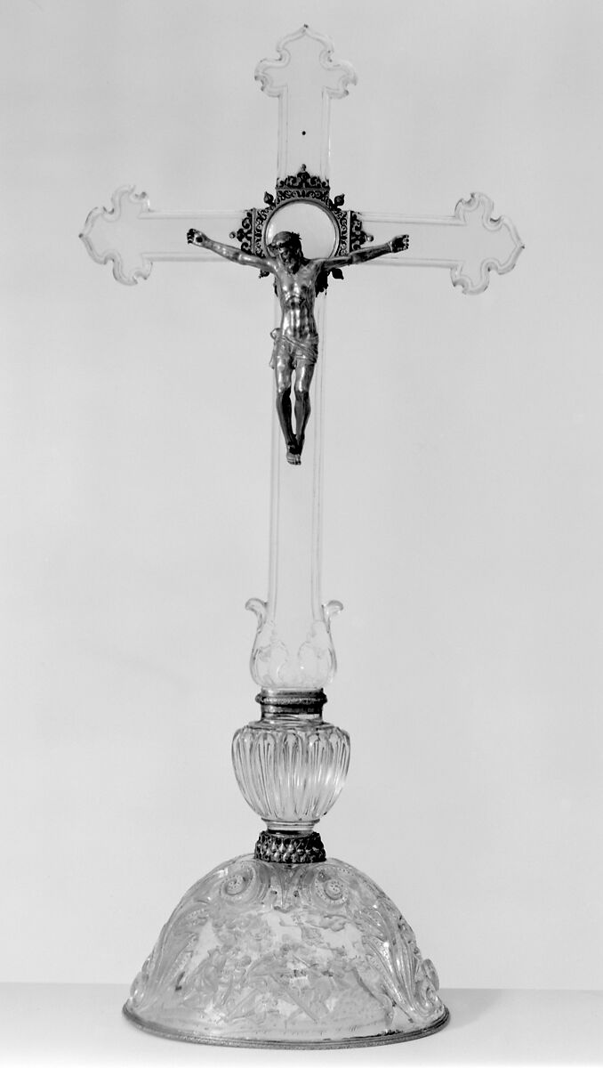 Crucifix, Base by The Saracchi, Milan, Rock crystal, gilt metal, Italian, Milan 