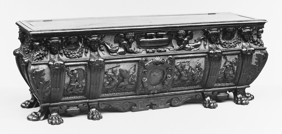 Marriage chest (cassone) (one of a pair), Walnut, probably Italian, Rome 