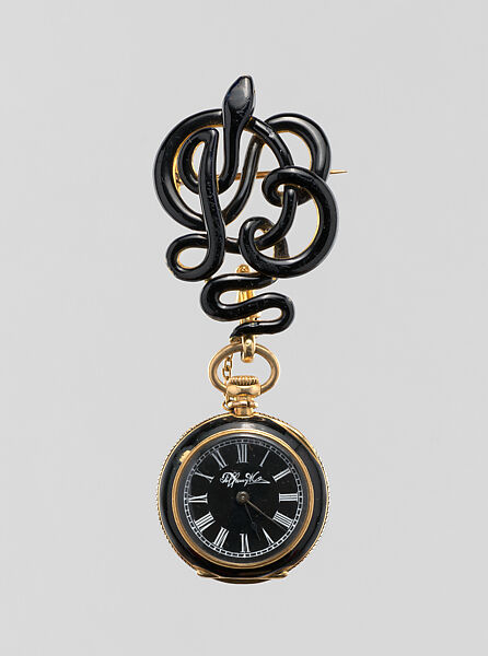 Mourning watch and brooch, Tiffany &amp; Co. (1837–present), Enamel and gold, Swiss 