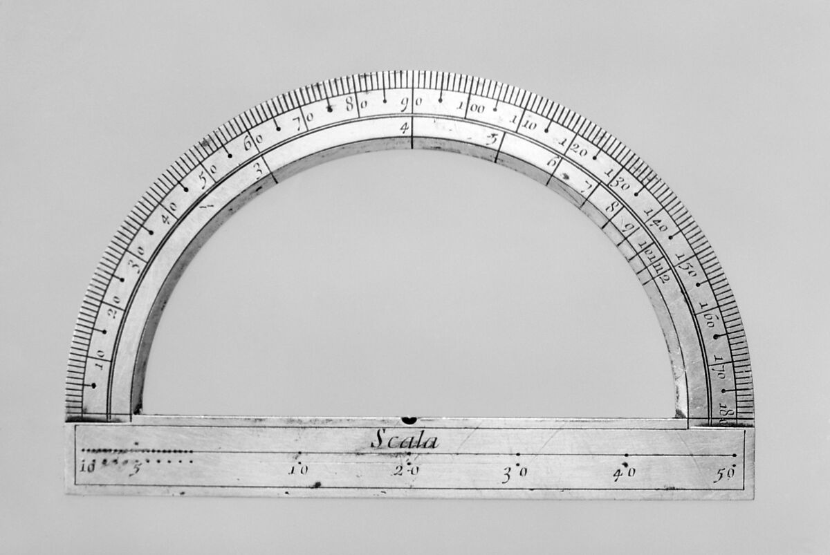 Protractor, Jacob Lusuerg ([Mutinensis] worked 1673–88), Brass-gilt, Italian, Rome 