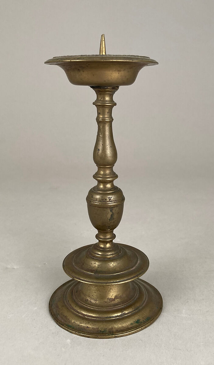 A Pair Of Brass Pricket Candle Sticks, 18th Century.