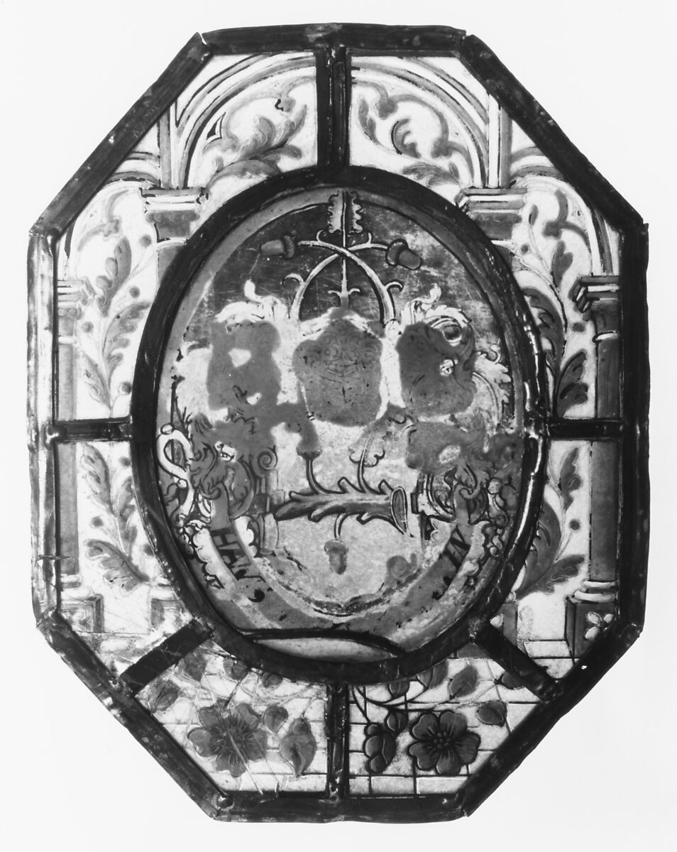 Armorial panel, Stained glass, German 