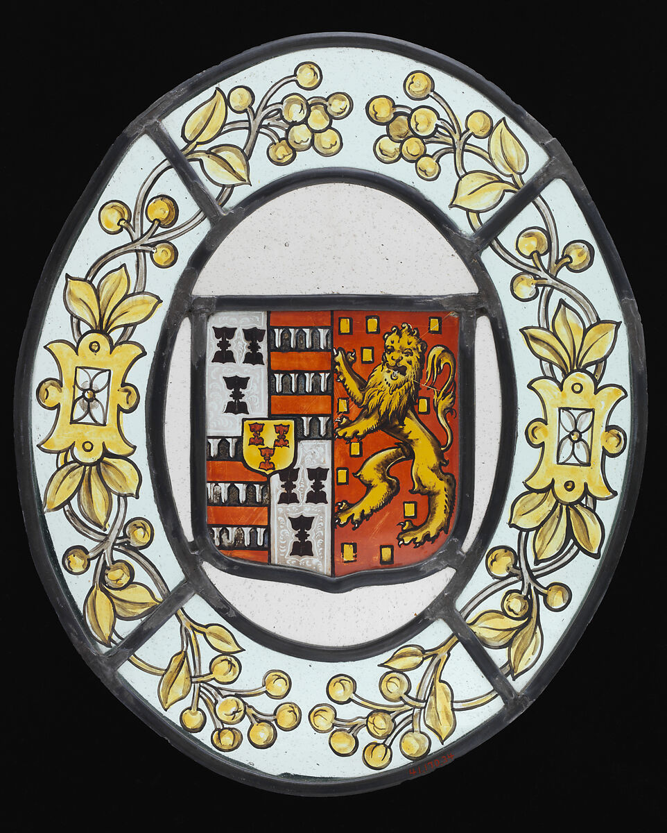 Armorial panel, Stained glass, possibly British 