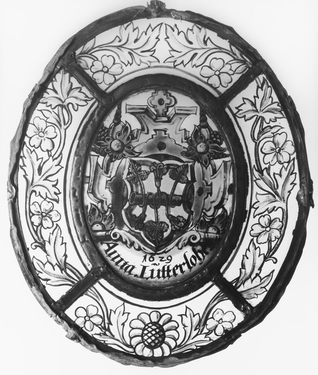 Armorial panel, Stained glass, German 