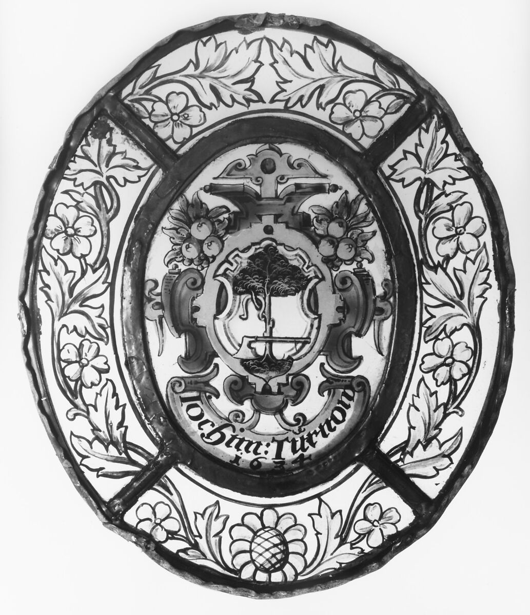 Armorial panel, Stained glass, German 