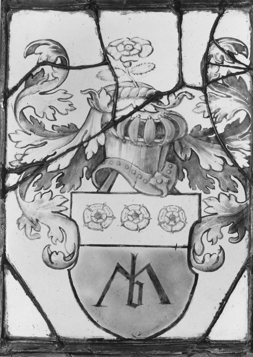 Heraldic panel, Stained glass, German 