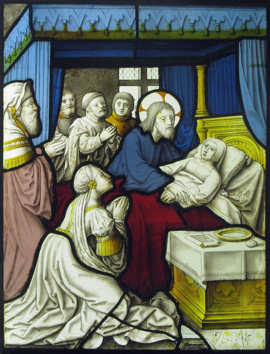 The Healing of Jairus' Daughter, Stained glass, Flemish, Leuven 