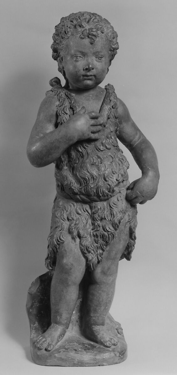 The Youthful Saint John the Baptist, Painted terracotta, Italian 