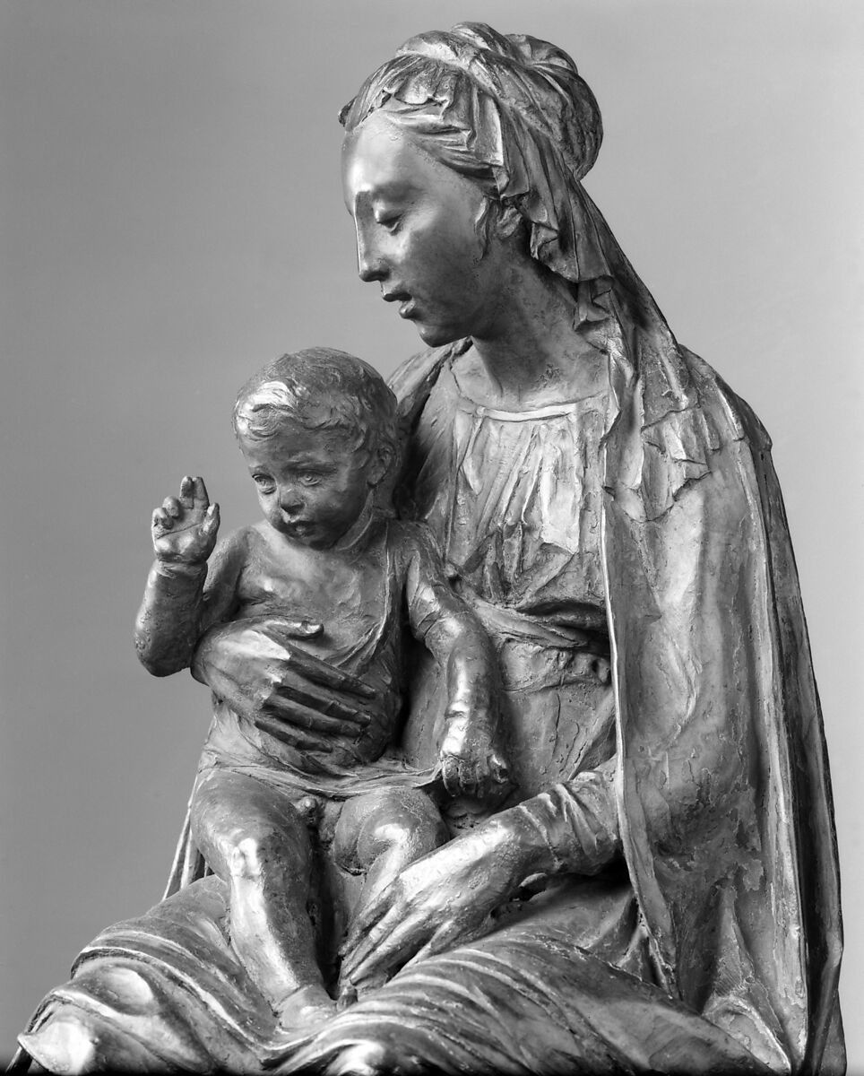 Renaissance-style statuette of Virgin and Child, Terracotta with traces of painting, Italian, Florence