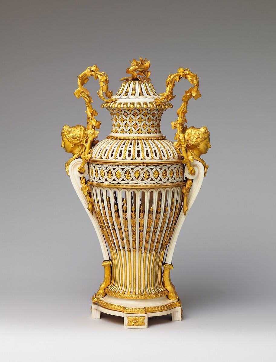 Vase with cover (Vase en ivoire) (one of a pair), Ivory and gilt bronze, French, Paris 