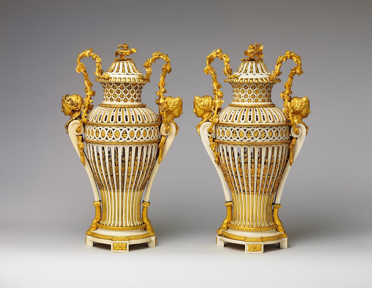 Vase with cover (Vase en ivoire) (one of a pair), Ivory and gilt bronze, French, Paris 