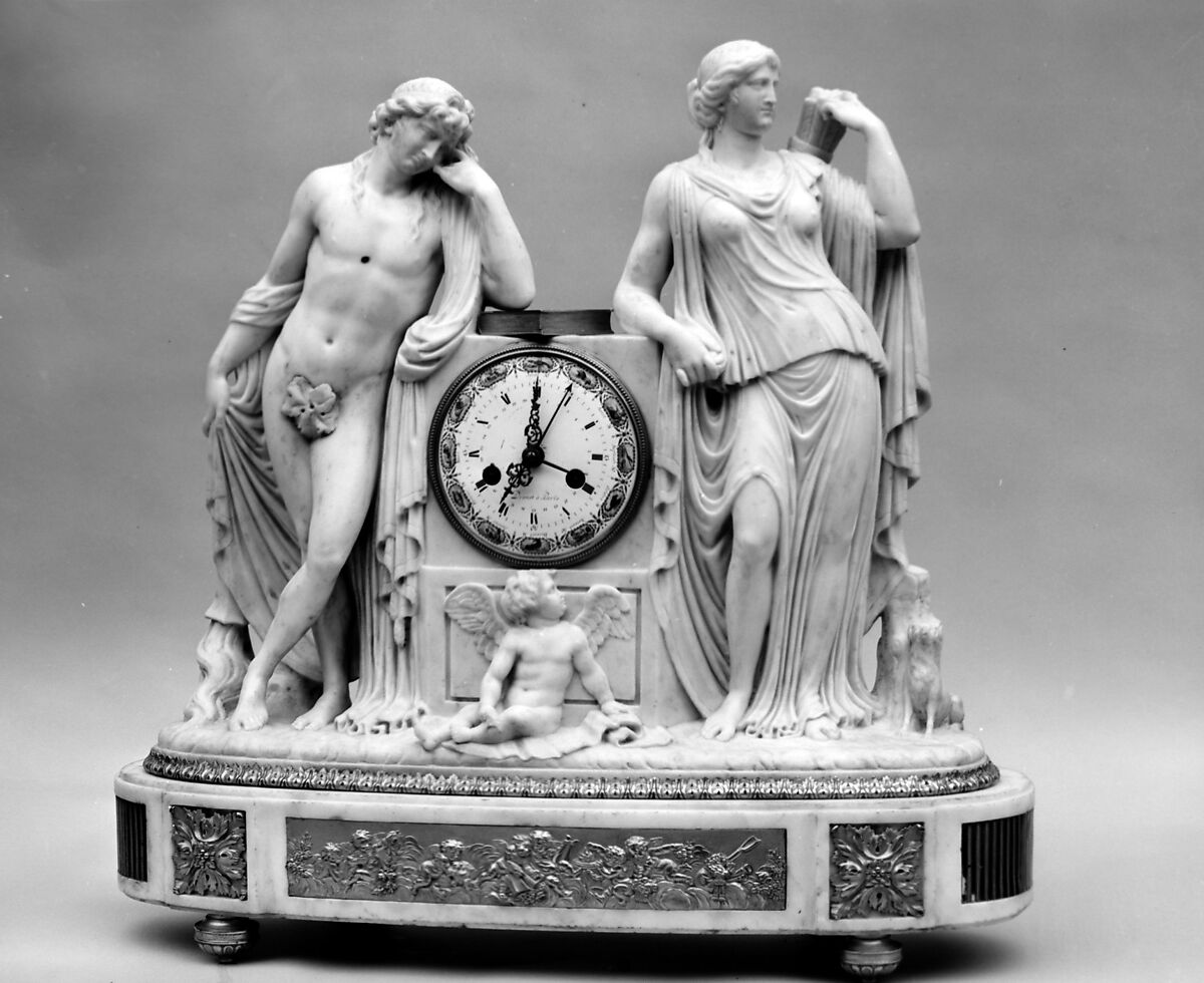 Clock, Clockmaker: Drouot (French, active 1807), Marble, gilt bronze, French, Paris 