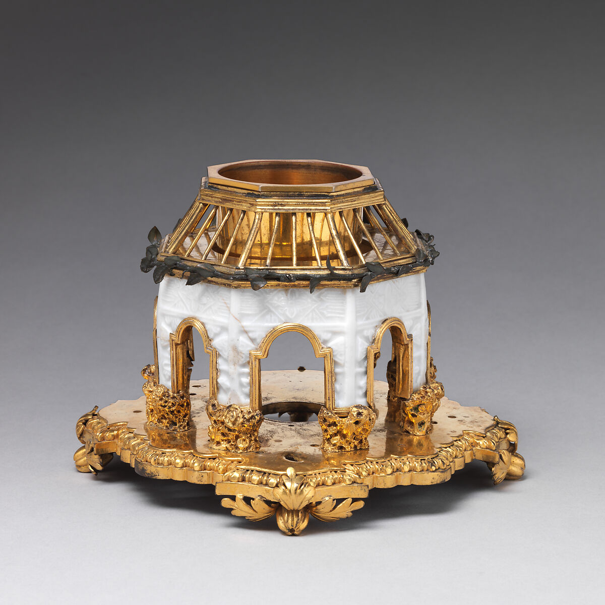 Pair of incense burners, Hard-paste porcelain, gilt-bronze mounts, Chinese with French mounts
