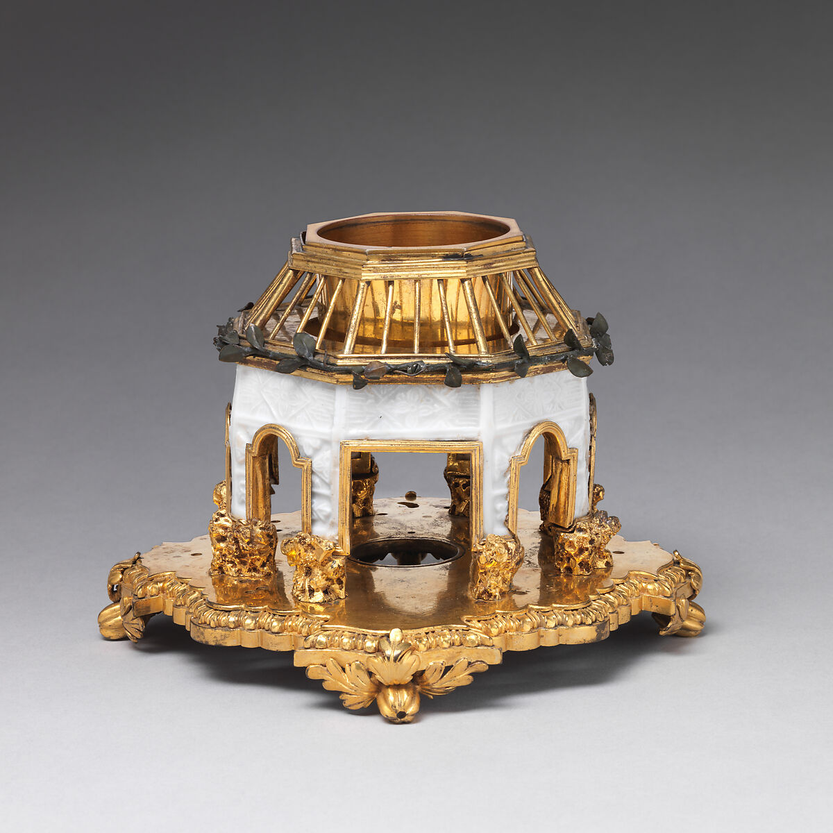 Pair of incense burners, Hard-paste porcelain, gilt-bronze mounts, Chinese with French mounts
