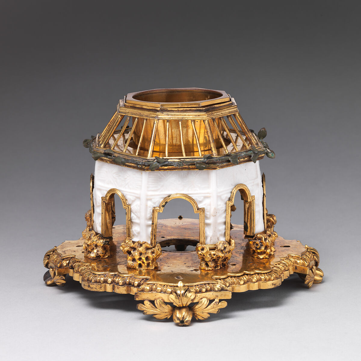 Pair of incense burners, Hard-paste porcelain, gilt-bronze mounts, Chinese with French mounts