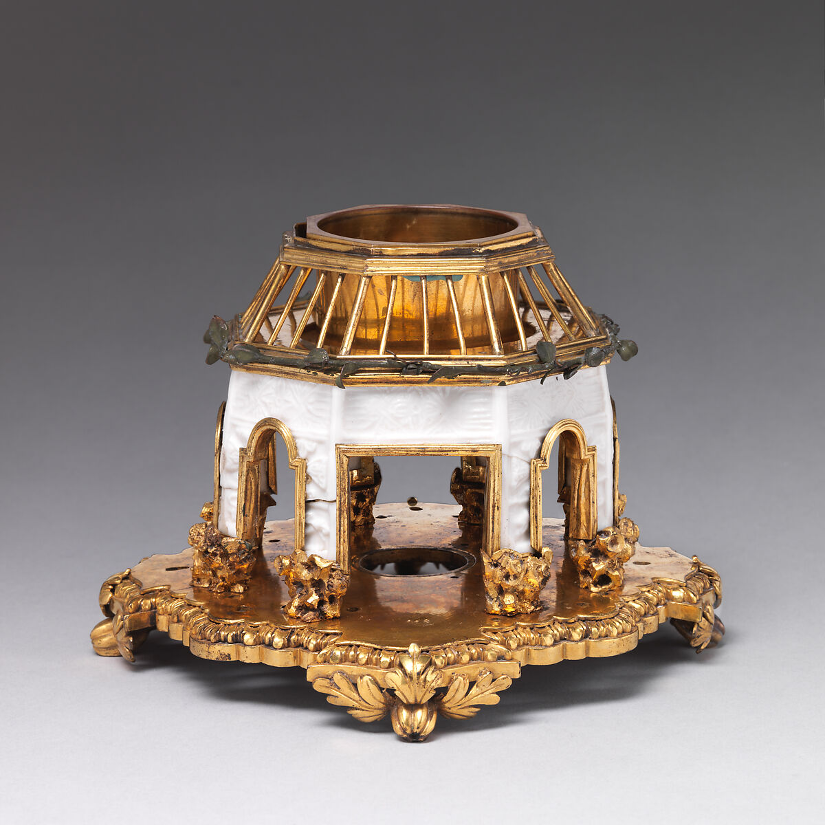 Pair of incense burners, Hard-paste porcelain, gilt-bronze mounts, Chinese with French mounts
