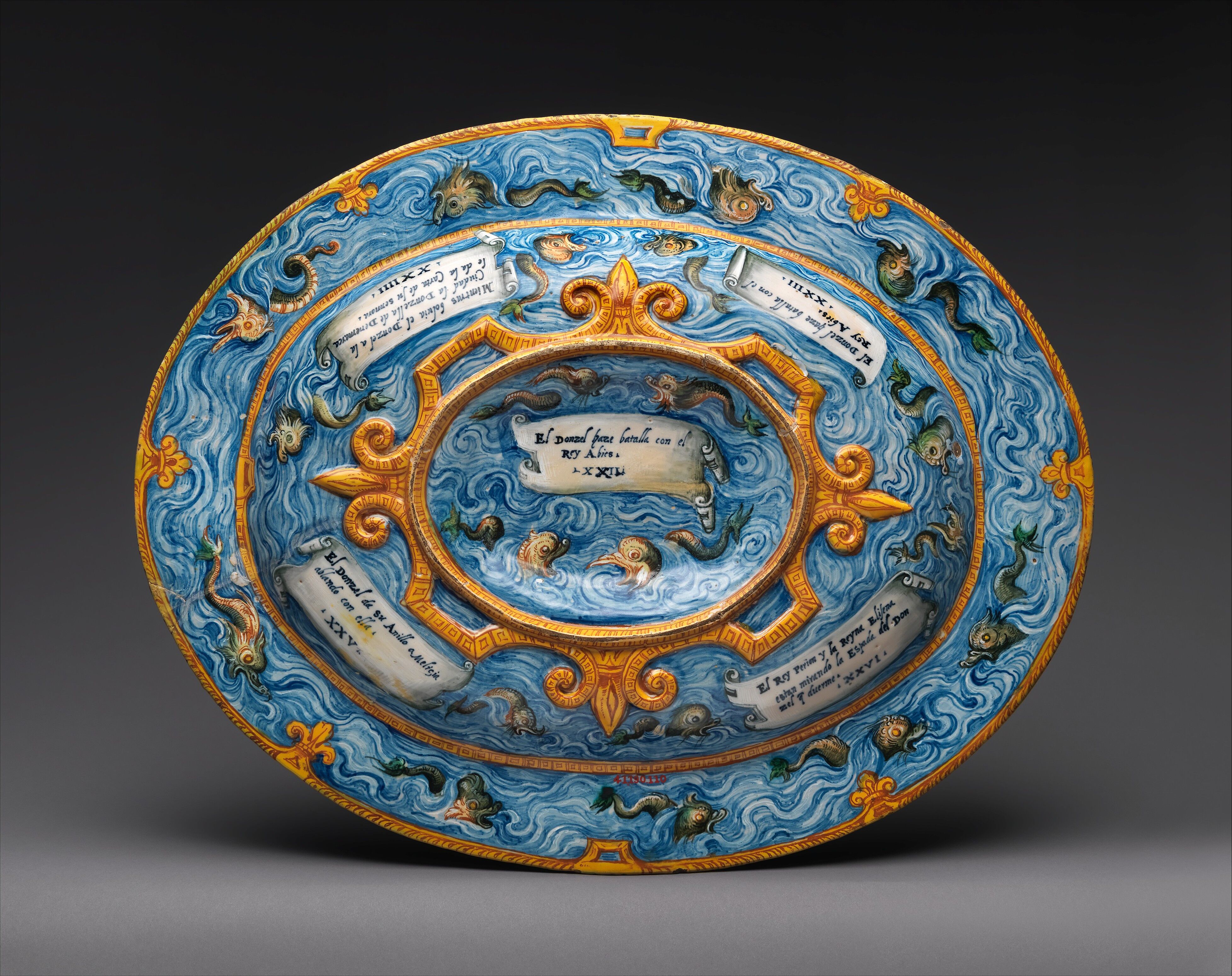 お盆　ペル・アリメンティ アーツ・アンド・クラフツ　民芸品　イタリア Workshop of Orazio Fontana - Oval basin or dish with subject from