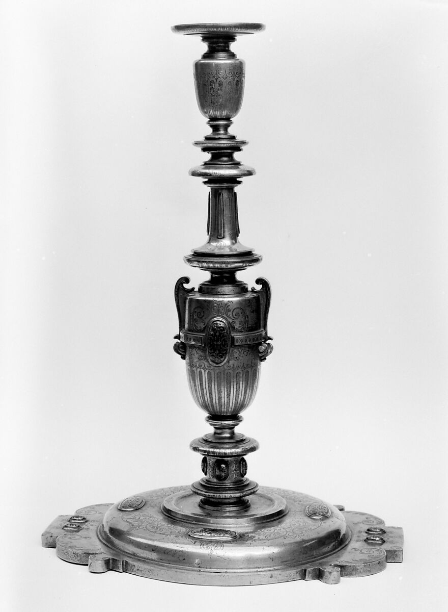 Candlestick, Gilt bronze, enamel, Spanish 
