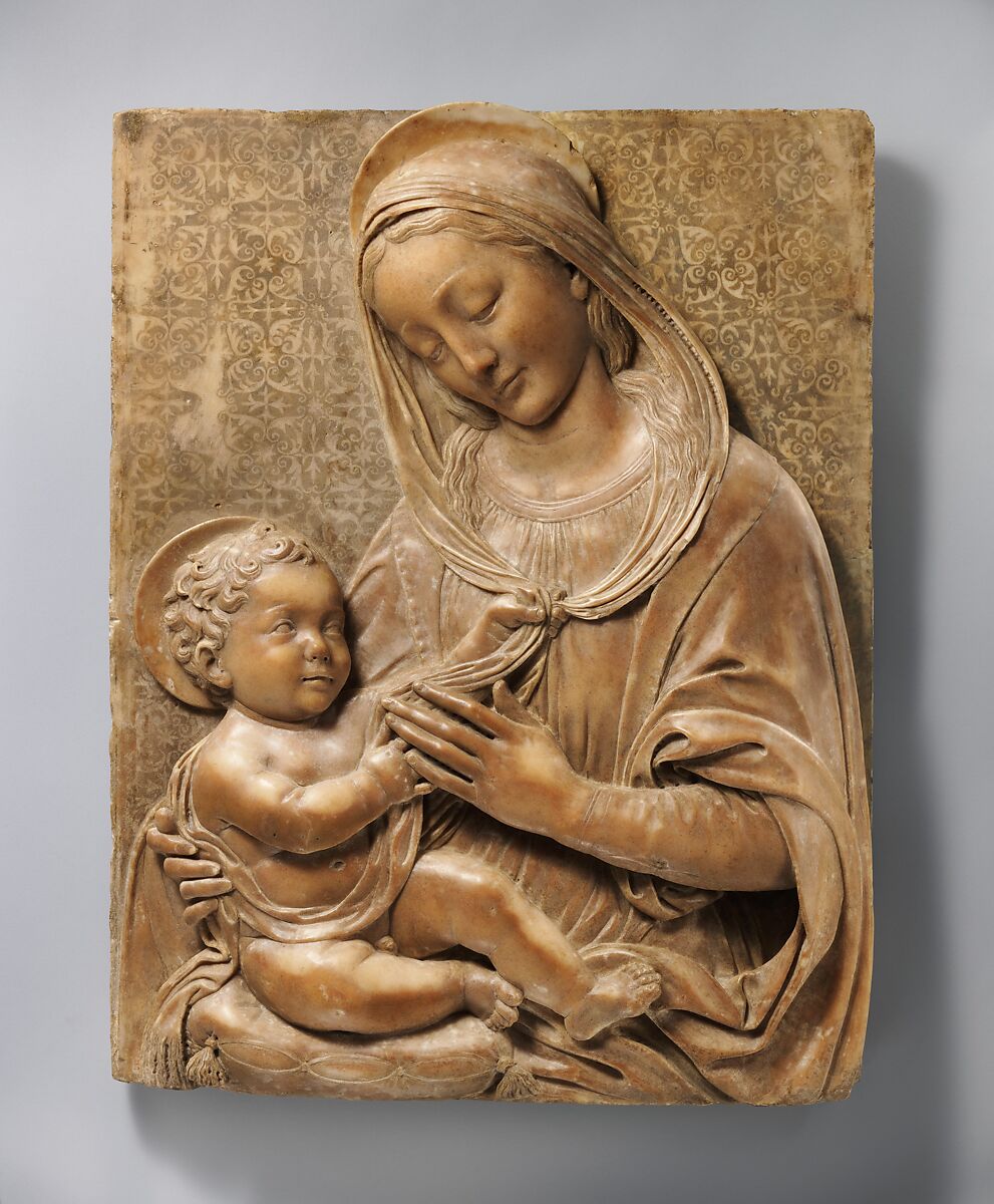 Madonna and Child, Benedetto da Maiano  Italian, Marble, painted background, Italian, Florence