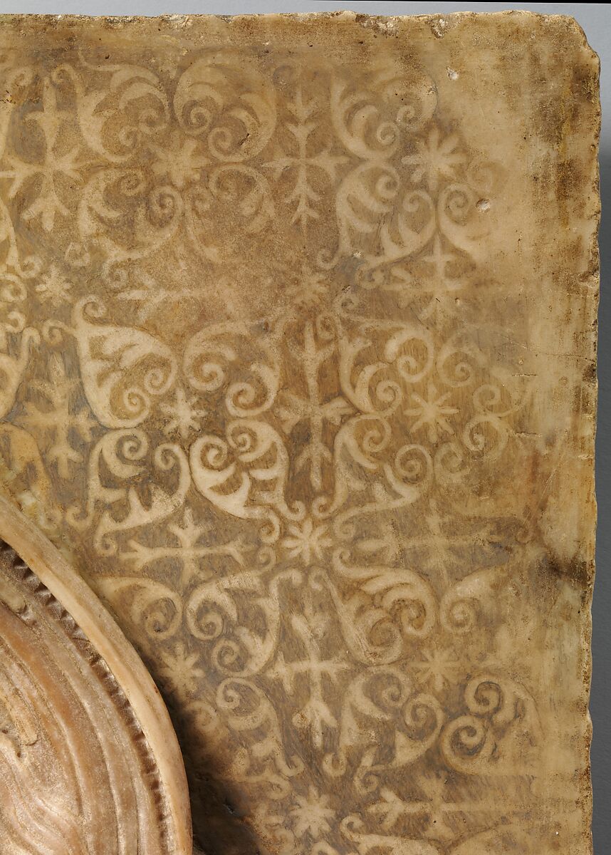 Madonna and Child, Benedetto da Maiano (Italian, Maiano 1442–1497 Florence), Marble, painted background, Italian, Florence