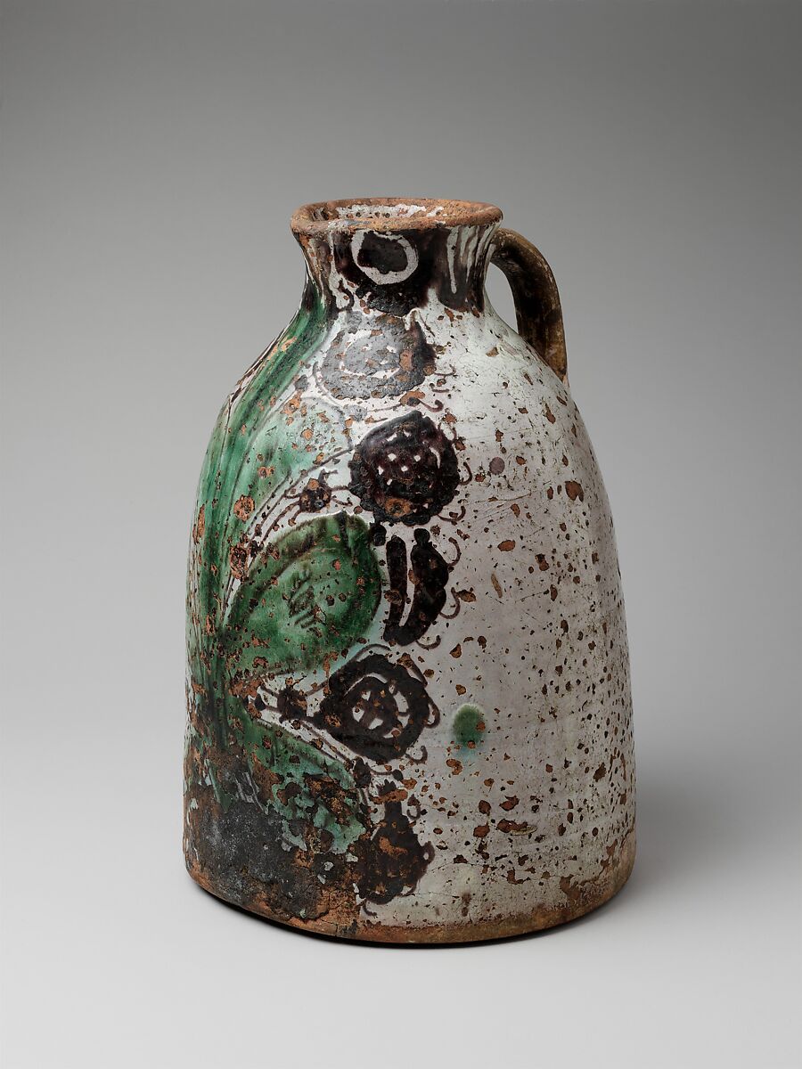 Jug, Tin-glazed earthenware, Spanish, Teruel 