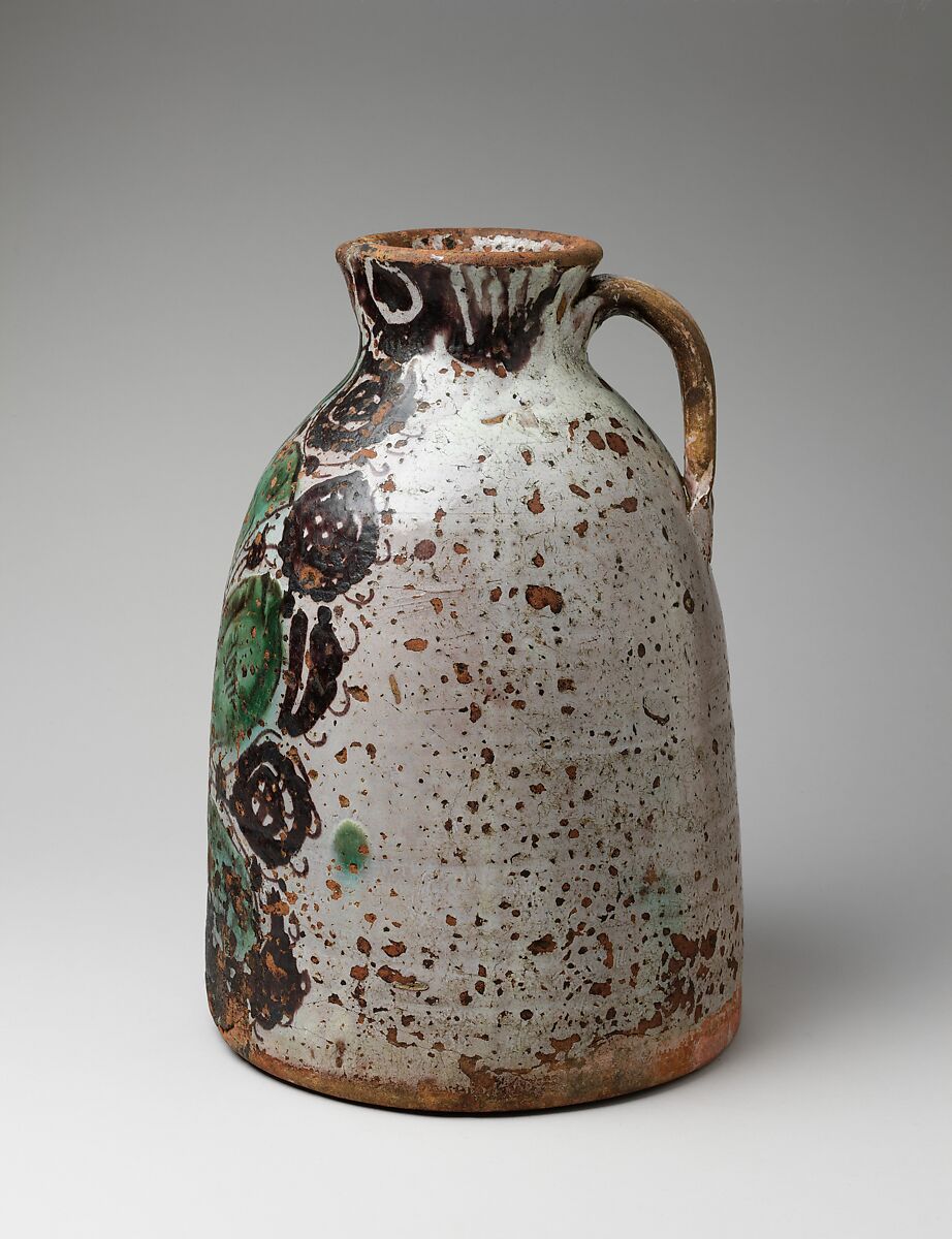 Jug, Tin-glazed earthenware, Spanish, Teruel
