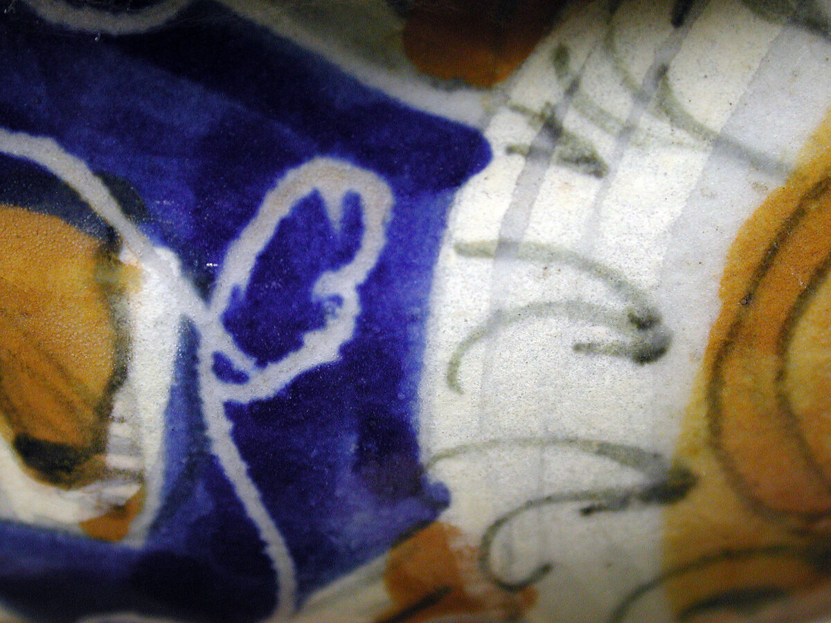 Lidded pharmacy jar with the personification of Fortuna, Maiolica (tin-glazed earthenware), Italian, probably Pesaro