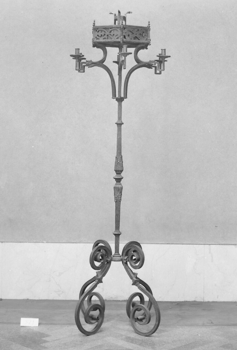 Pair of standing candelabra, Iron, Spanish
