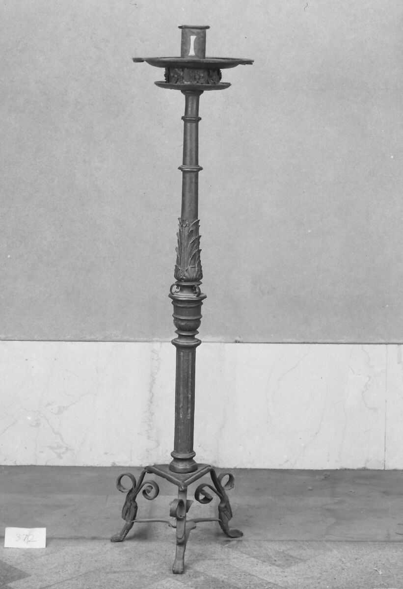 Pair of standing candelabra, Iron, Spanish 