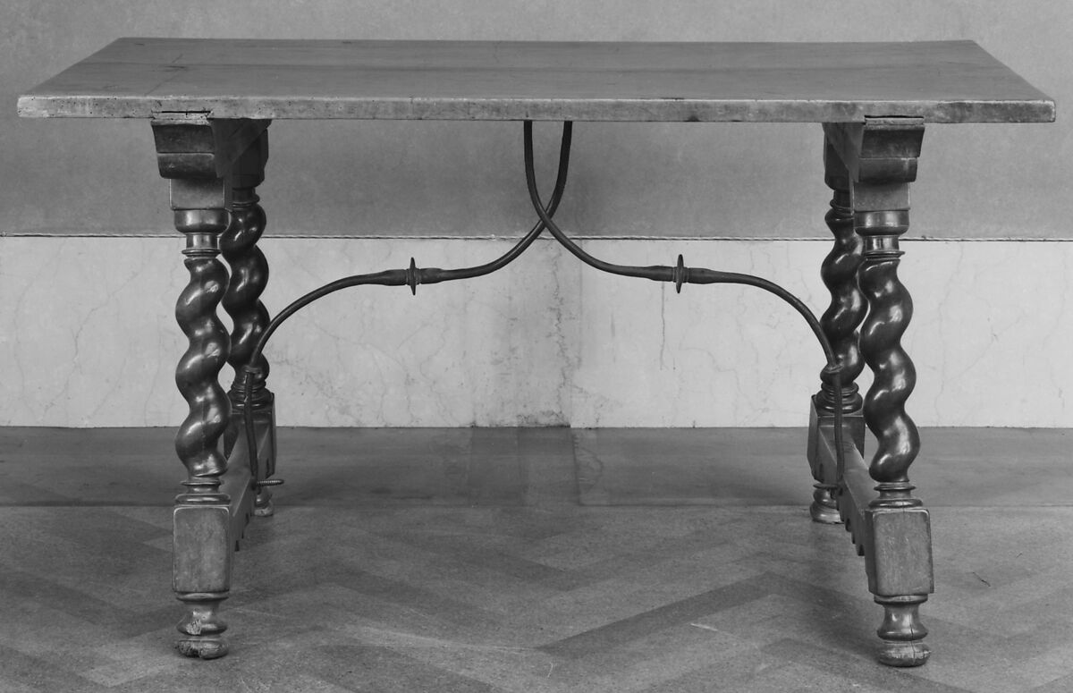 Table, Walnut or fruitwood, iron, Spanish 