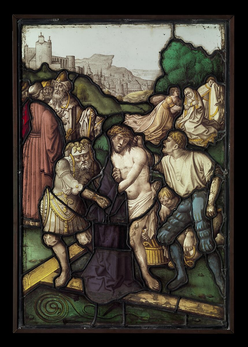 Preparation for the Crucifixion, Jan Rombouts (South Netherlandish (Duchy of Brabant), 1475–1535), Stained glass, Flemish, Leuven