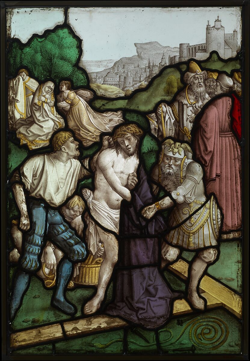 Preparation for the Crucifixion, Jan Rombouts (South Netherlandish (Duchy of Brabant), 1475–1535), Stained glass, Flemish, Leuven