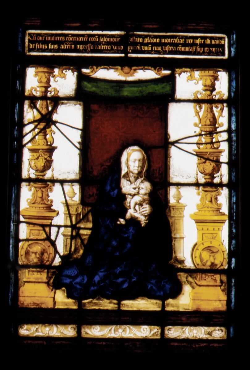 Virgin and Child, Stained glass, Flemish, possibly Antwerp 