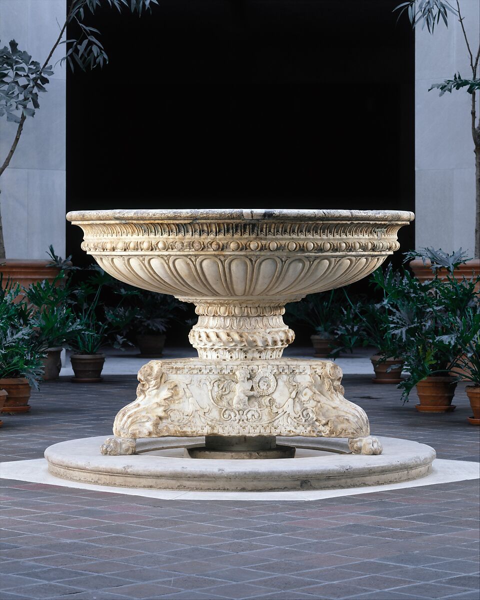 Fountain with Arms of Jacopo de' Pazzi, Giuliano da Maiano (Italian, Maiano 1432–1490 Naples), Marble, Italian, Florence 