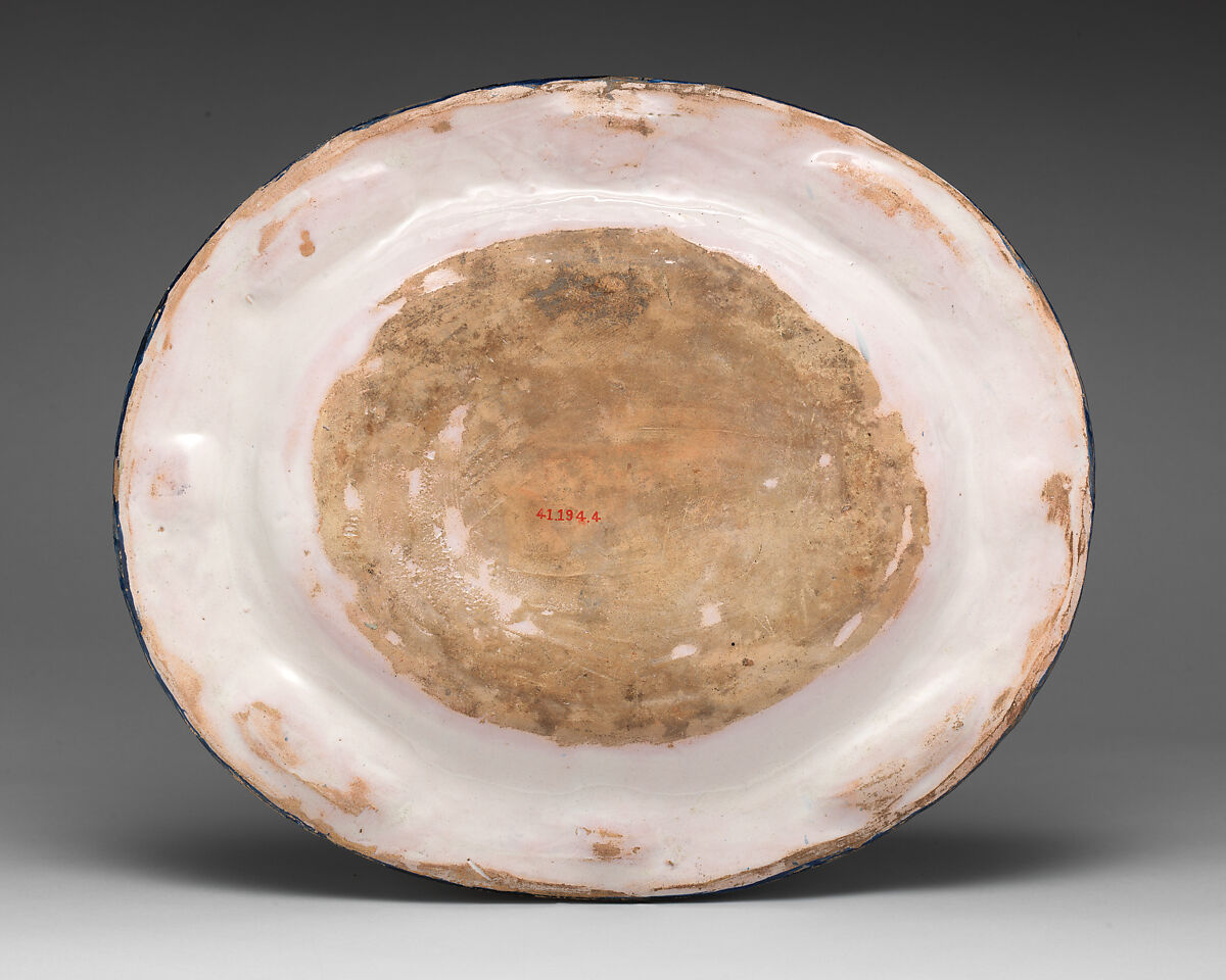 Dish, Tin-glazed earthenware, British, Lambeth