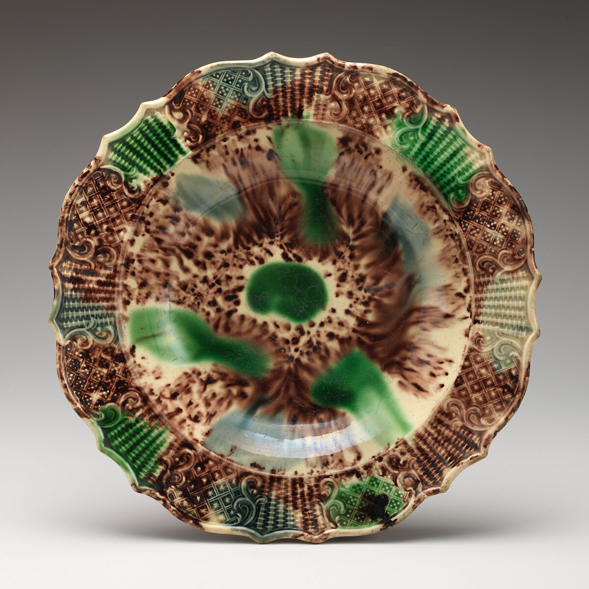 Soup plate, Style of Whieldon type, Lead-glazed earthenware, British, Staffordshire 