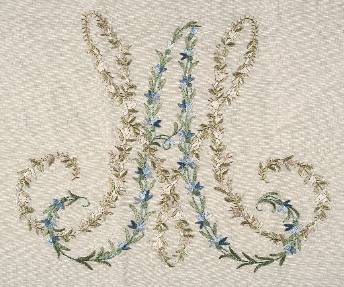 Fire screen (Écran) (part of a set), Jean-Baptiste-Claude Sené (1748–1803), Carved, painted and gilded walnut; modern cotton twill with silk embroidery, French, Paris