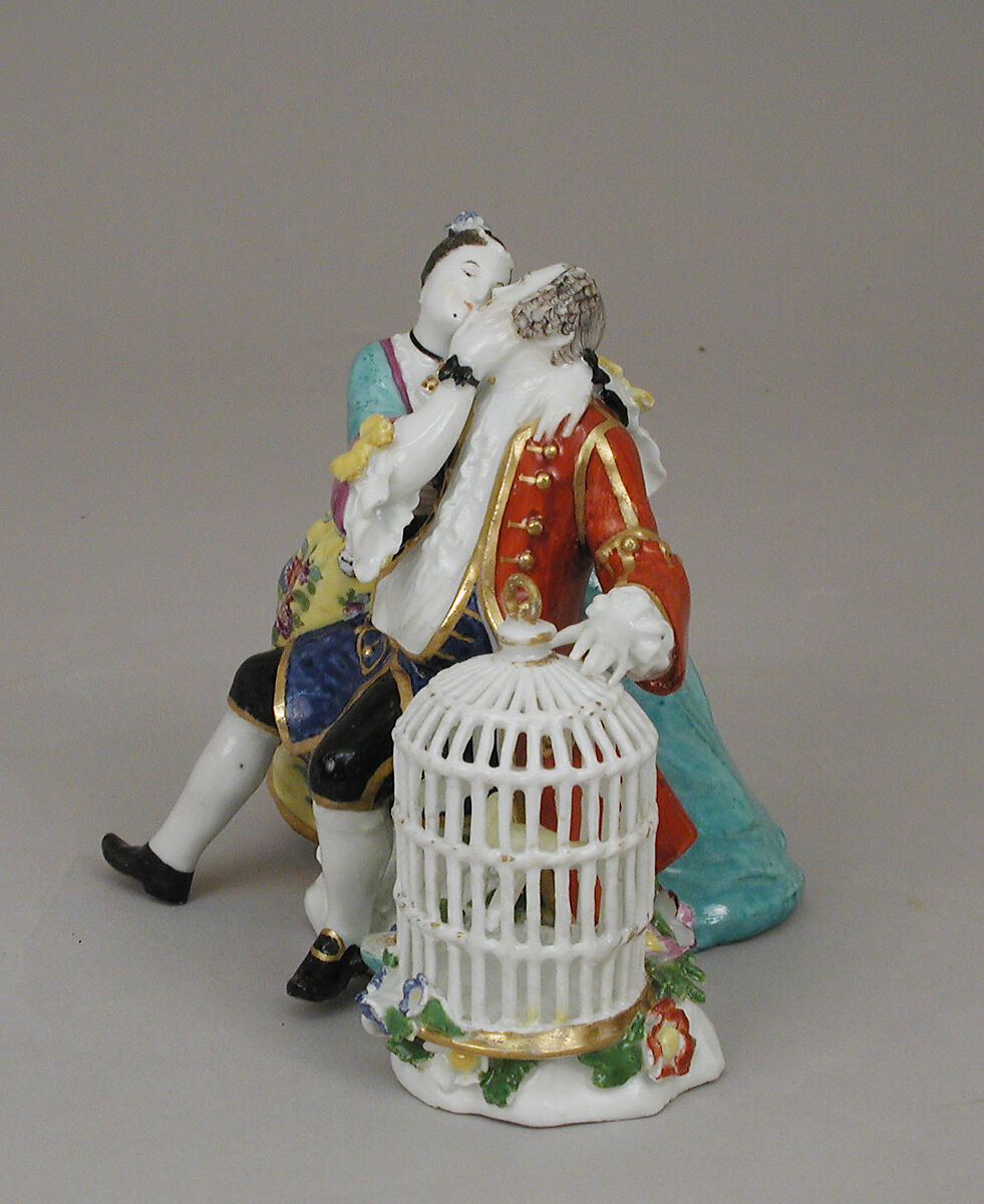 Lovers with a Birdcage, Meissen Manufactory (German, 1710–present), Hard-paste porcelain, German, Meissen
